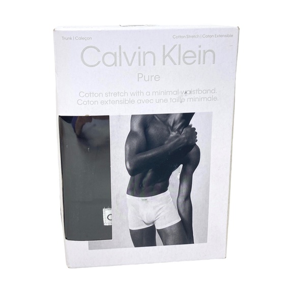 Calvin Klein Pure Cotton Stretch 3-Pack Trunk Black Men's Underwear NB3262001 - Picture 5 of 8